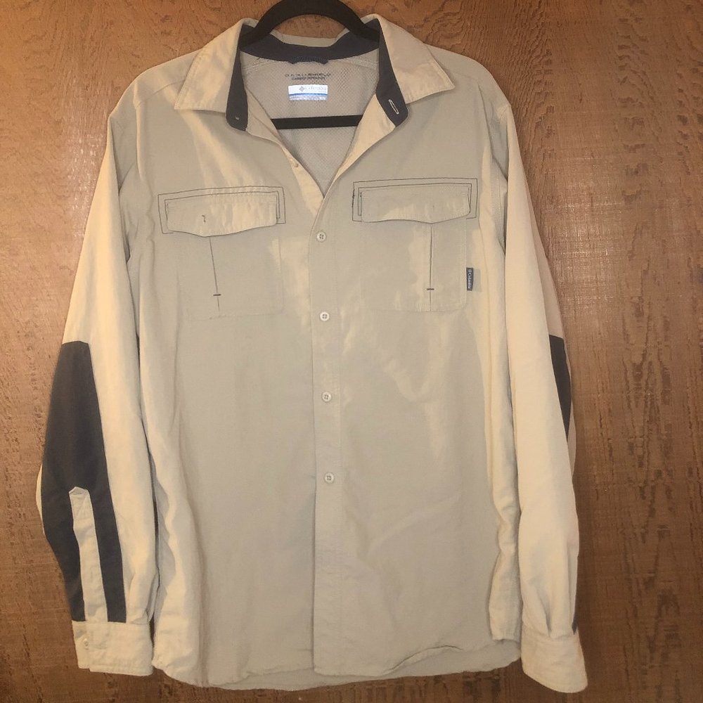 Columbia Men's Long Sleeve Fishing Shirt Khaki M Medium